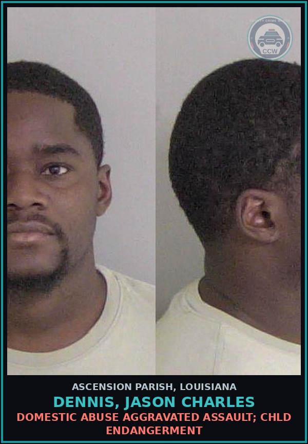 Booking mugshot of Dennis, Jason Charles in Ascension Parish