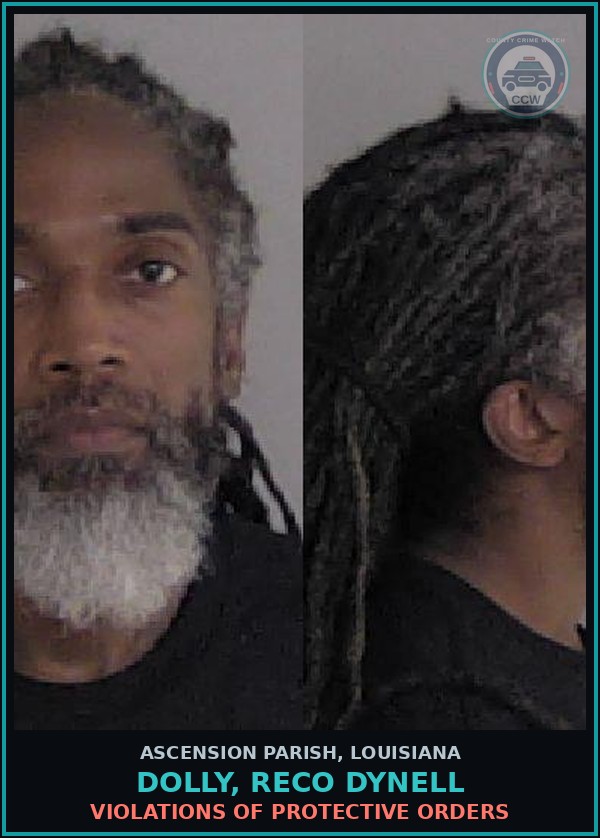Booking mugshot of Dolly, Reco Dynell in Ascension Parish