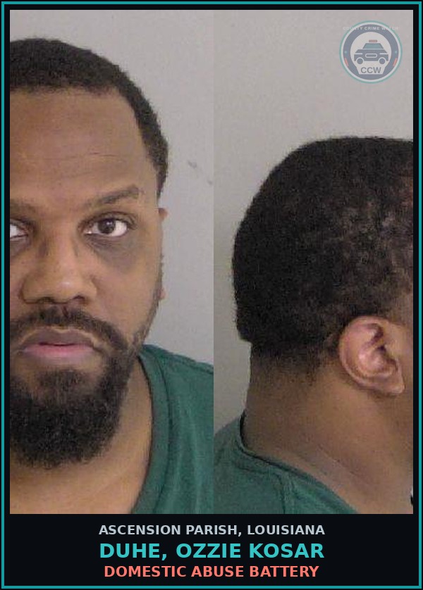 Booking mugshot of Duhe, Ozzie Kosar in Ascension Parish