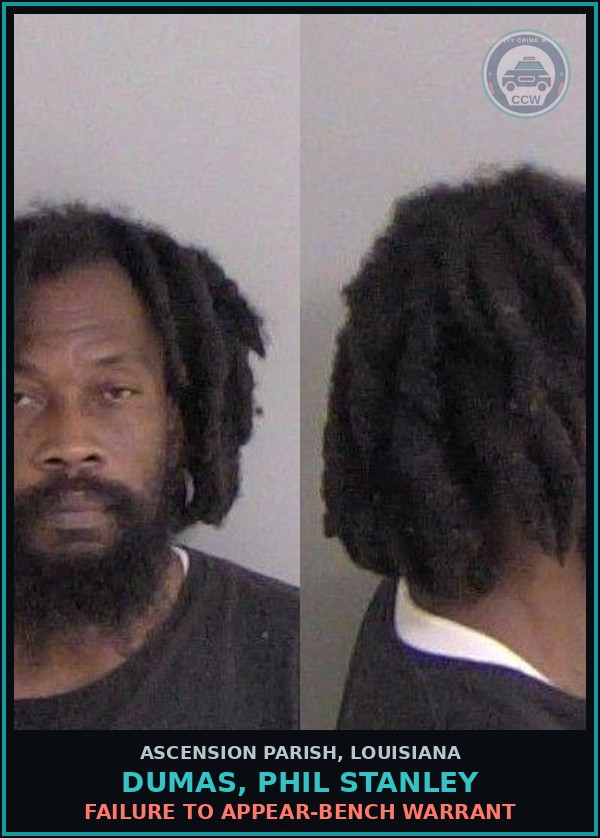 Booking mugshot of Dumas, Phil Stanley in Ascension Parish