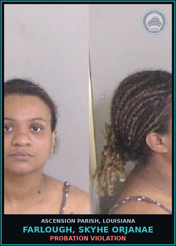 Booking mugshot of Farlough, Skyhe Orjanae in Ascension Parish