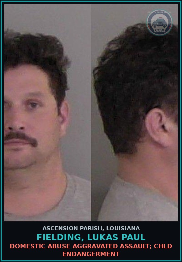 Booking mugshot of Fielding, Lukas Paul in Ascension Parish