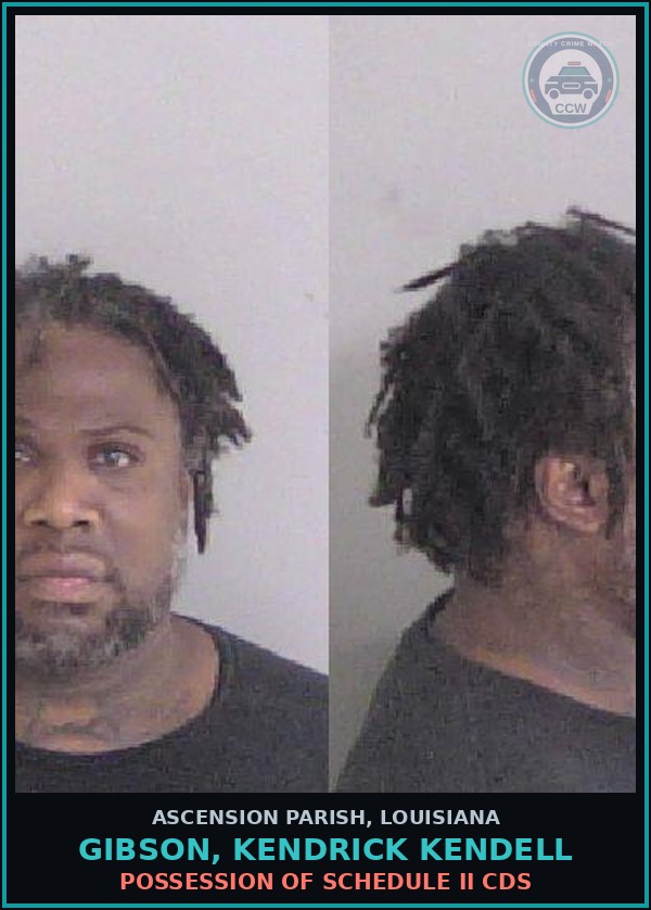 Booking mugshot of Gibson, Kendrick Kendell in Ascension Parish