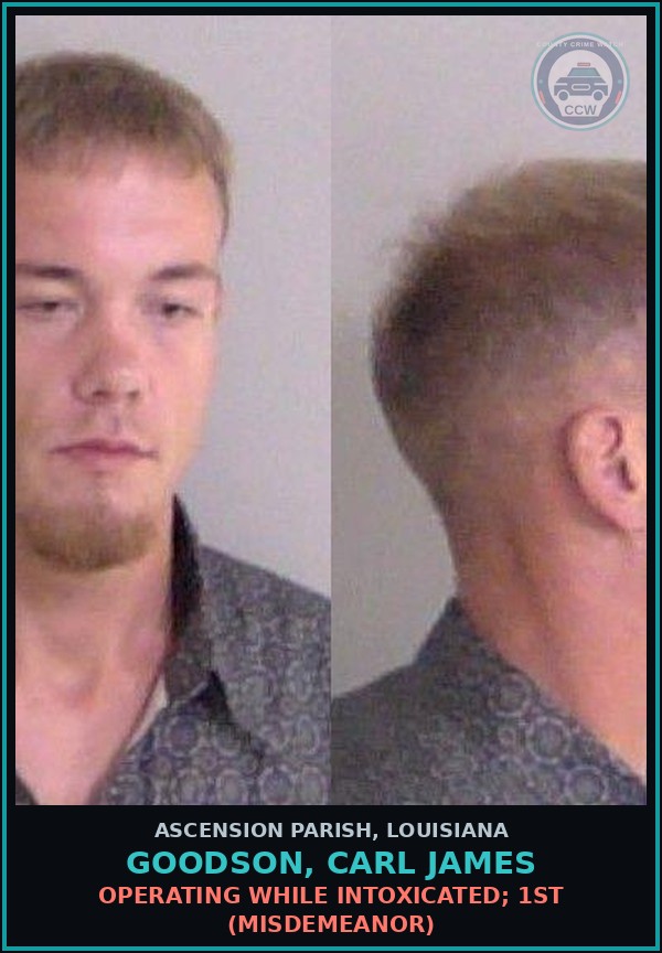 Booking mugshot of Goodson, Carl James in Ascension Parish