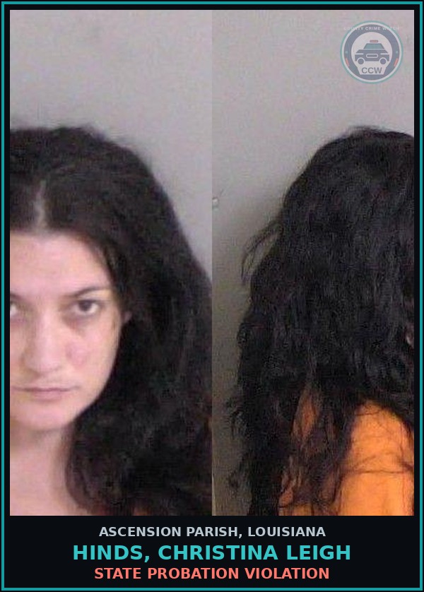 Booking mugshot of Hinds, Christina Leigh in Ascension Parish
