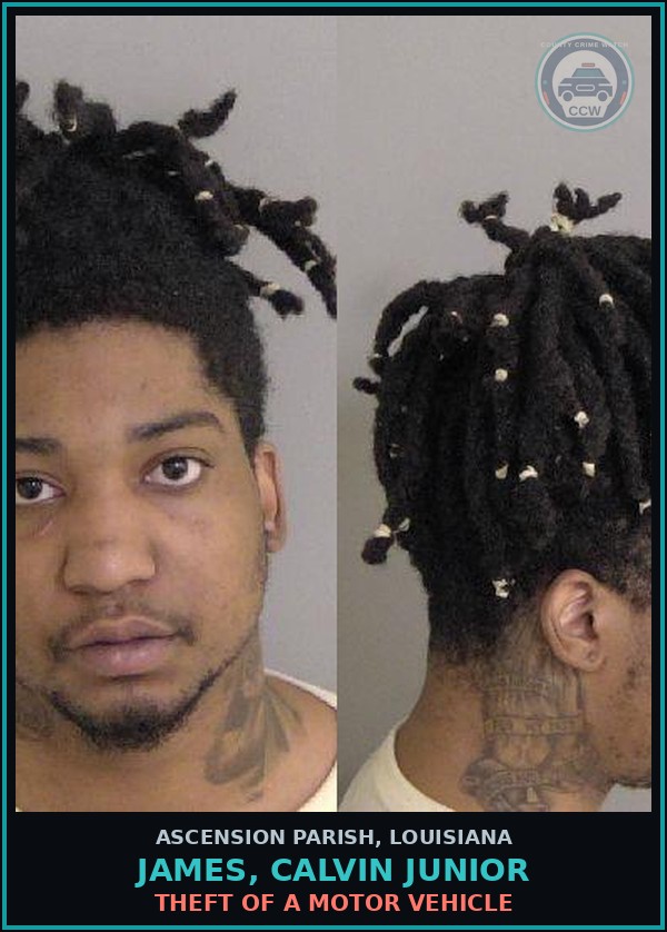 Booking mugshot of James, Calvin Junior in Ascension Parish
