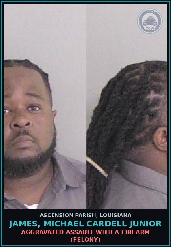 Booking mugshot of James, Michael Cardell Junior in Ascension Parish