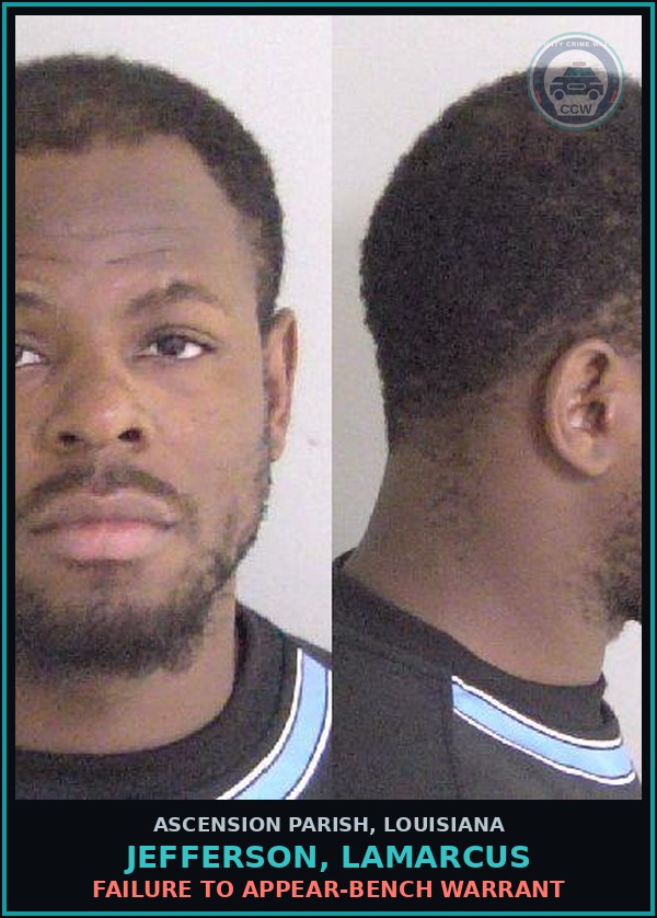 Booking mugshot of Jefferson, Lamarcus in Ascension Parish