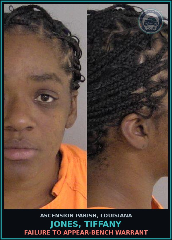 Booking mugshot of Jones, Tiffany in Ascension Parish