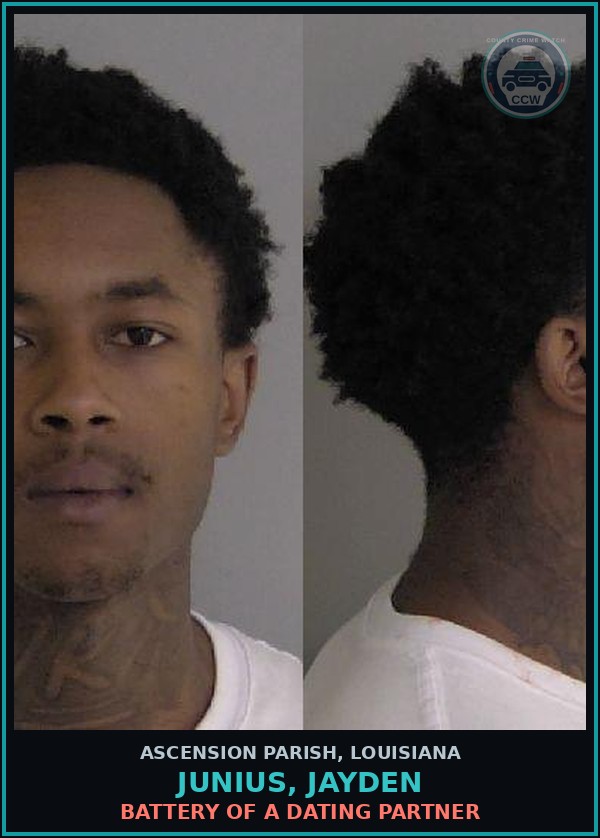 Booking mugshot of Junius, Jayden in Ascension Parish