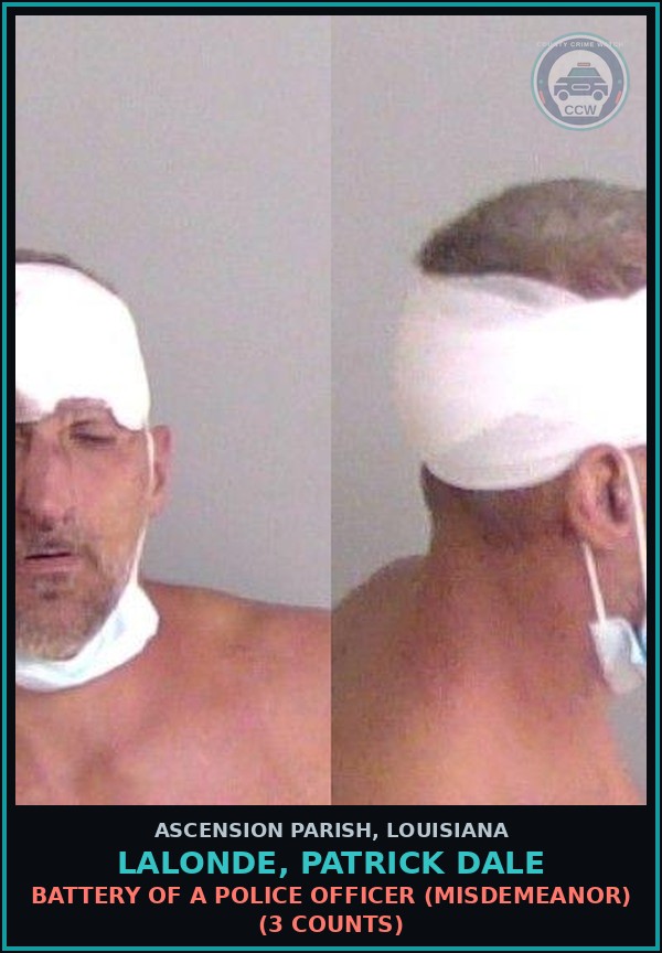 Booking mugshot of Lalonde, Patrick Dale in Ascension Parish