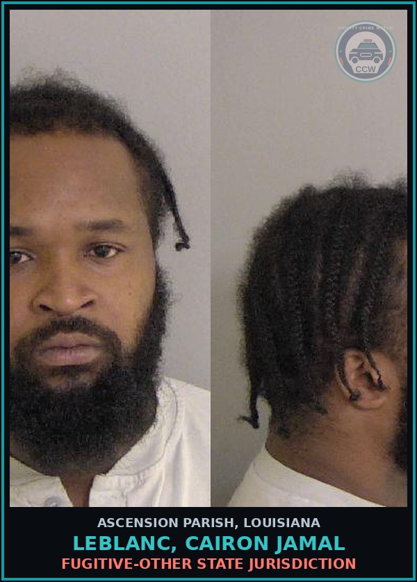 Booking mugshot of Leblanc, Cairon Jamal in Ascension Parish