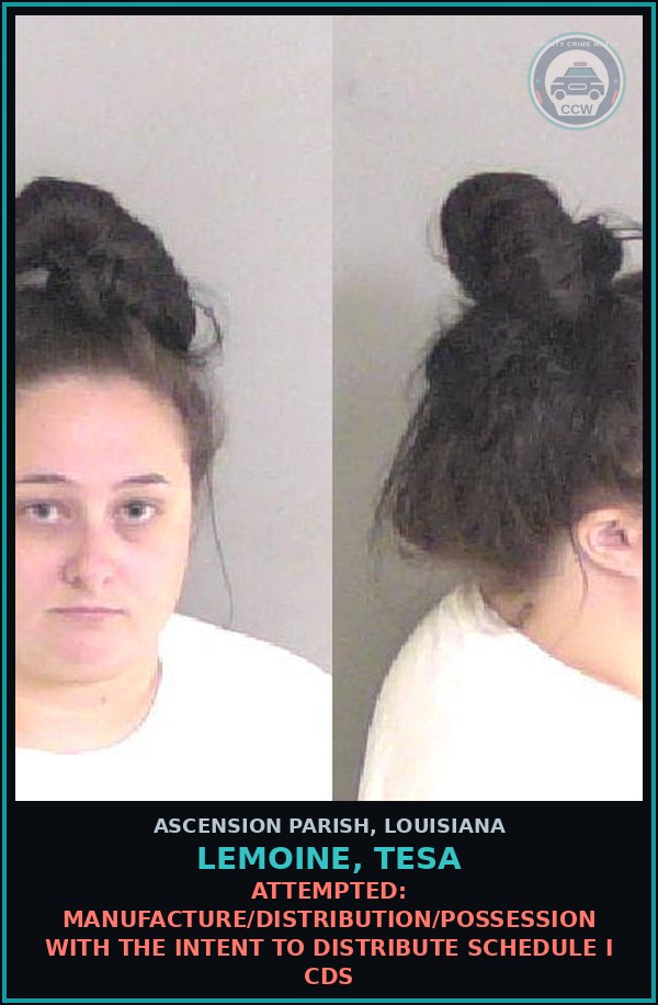 Booking mugshot of Lemoine, Tesa in Ascension Parish