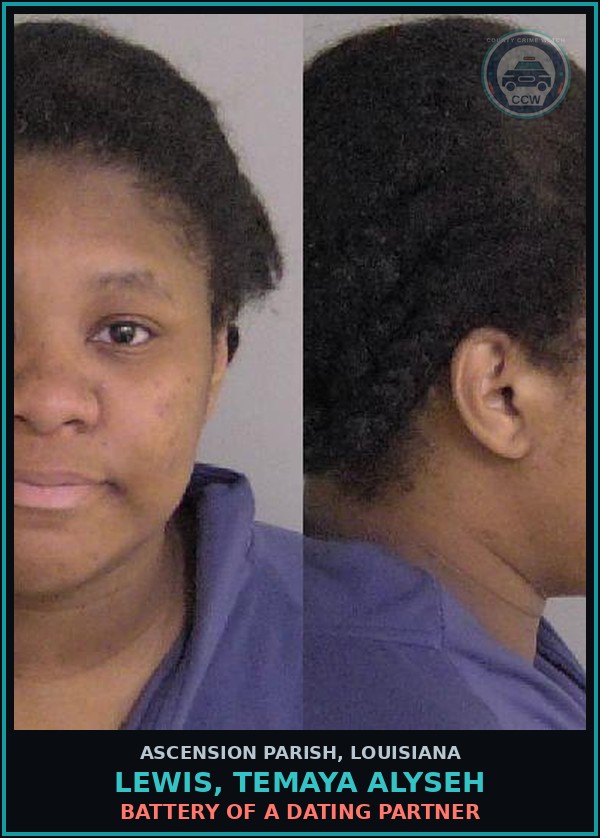 Booking mugshot of Lewis, Temaya Alyseh in Ascension Parish