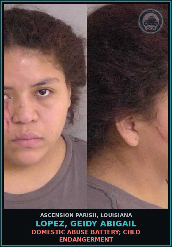 Booking mugshot of Lopez, Geidy Abigail in Ascension Parish