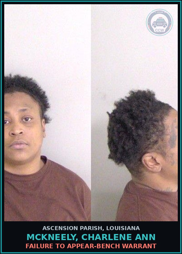 Booking mugshot of Mckneely, Charlene Ann in Ascension Parish