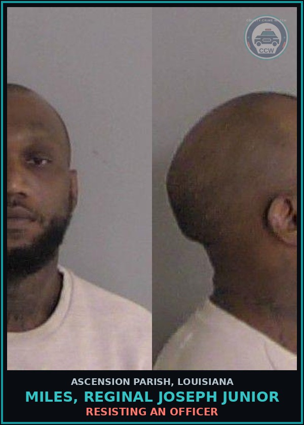 Booking mugshot of Miles, Reginal Joseph Junior in Ascension Parish