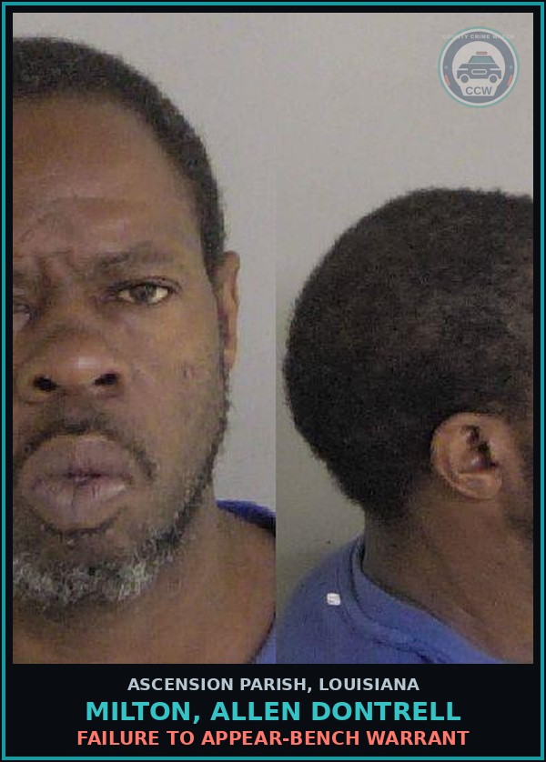 Booking mugshot of Milton, Allen Dontrell in Ascension Parish