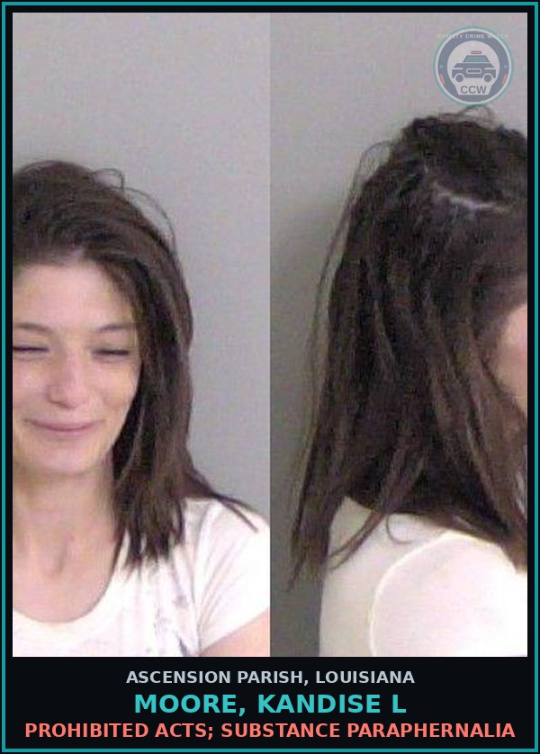 Booking mugshot of Moore, Kandise L in Ascension Parish