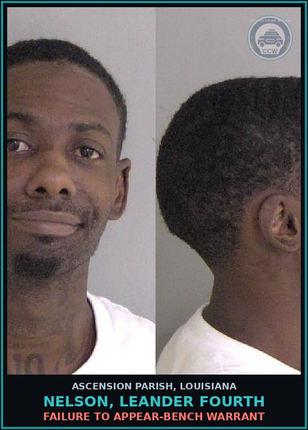 Booking mugshot of Nelson, Leander Fourth in Ascension Parish