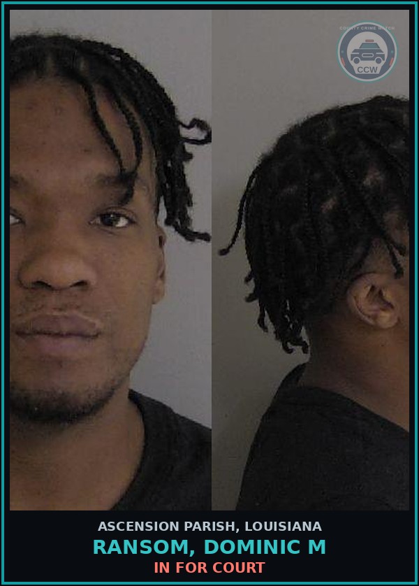 Booking mugshot of Ransom, Dominic M in Ascension Parish