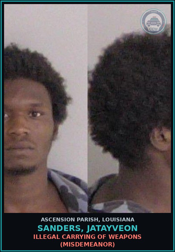 Booking mugshot of Sanders, Jatayveon in Ascension Parish