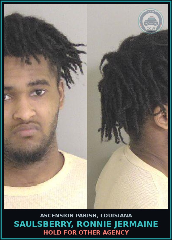 Booking mugshot of Saulsberry, Ronnie Jermaine in Ascension Parish