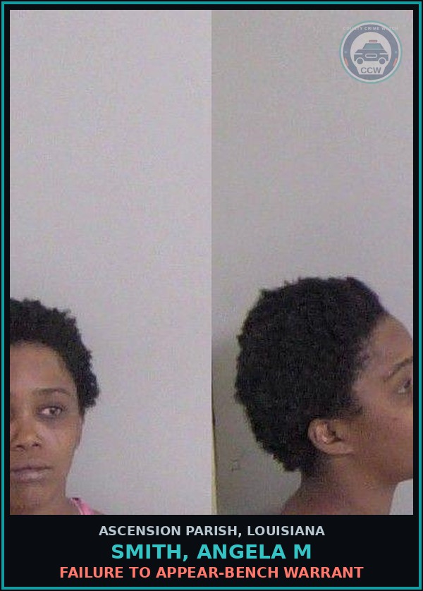 Booking mugshot of Smith, Angela M in Ascension Parish