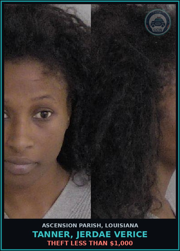 Booking mugshot of Tanner, Jerdae Verice in Ascension Parish
