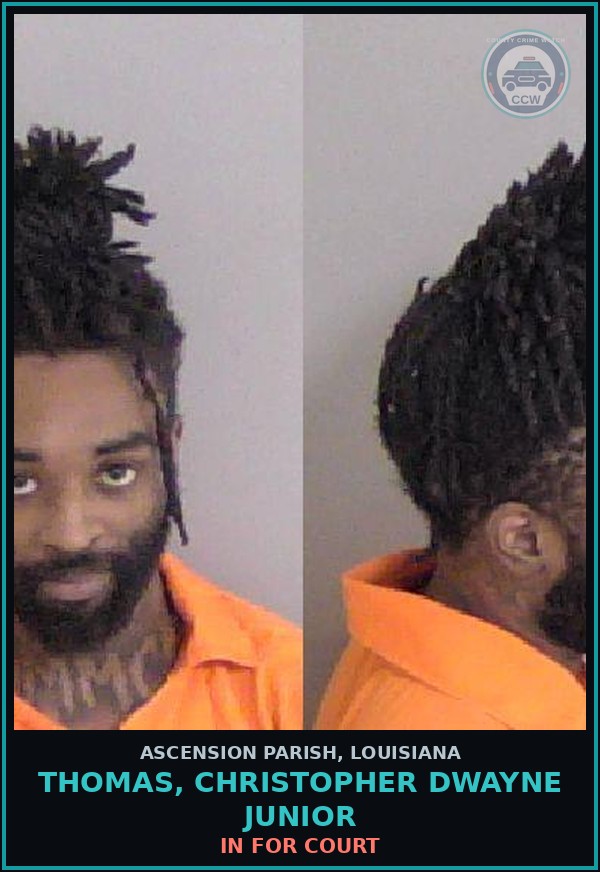 Booking mugshot of Thomas, Christopher Dwayne Junior in Ascension Parish