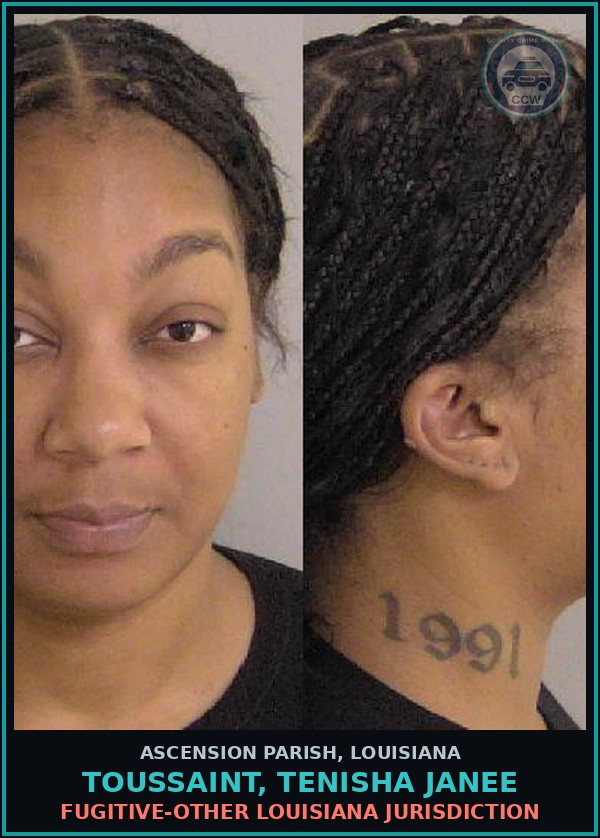 Booking mugshot of Toussaint, Tenisha Janee in Ascension Parish