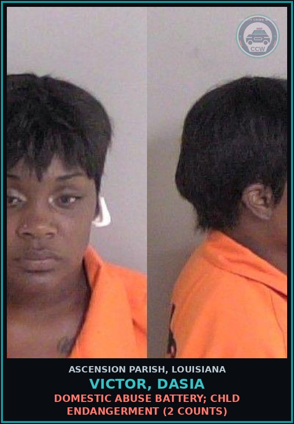 Booking mugshot of Victor, Dasia in Ascension Parish