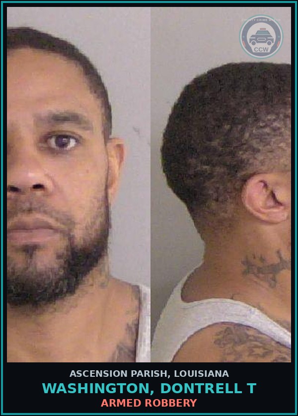 Booking mugshot of Washington, Dontrell T in Ascension Parish