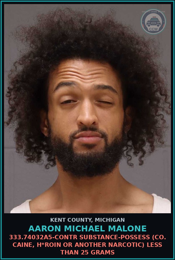 Booking mugshot of Aaron Michael Malone in Kent County