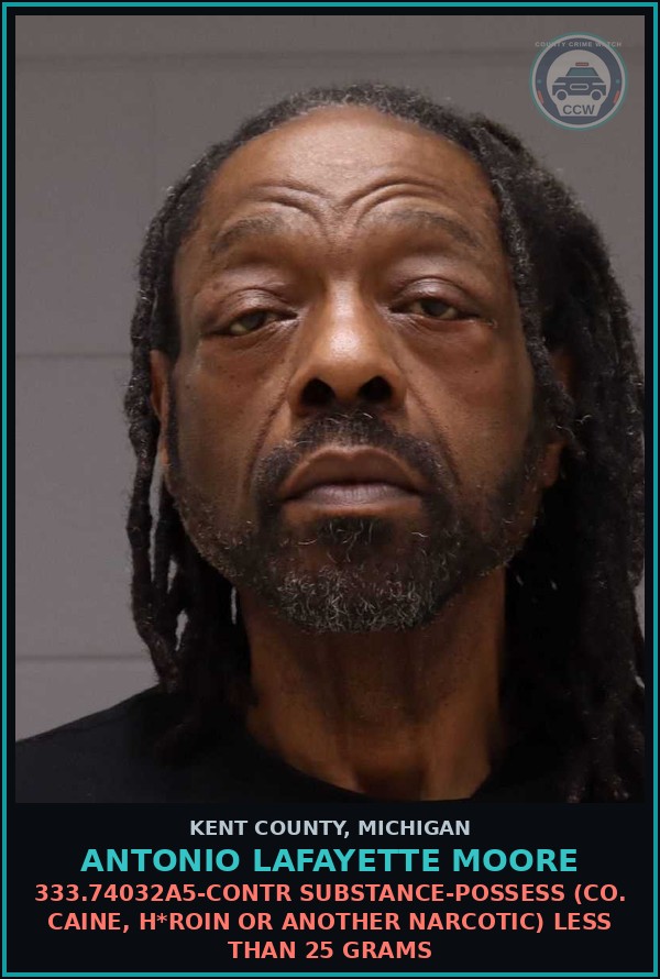 Booking mugshot of Antonio Lafayette Moore in Kent County