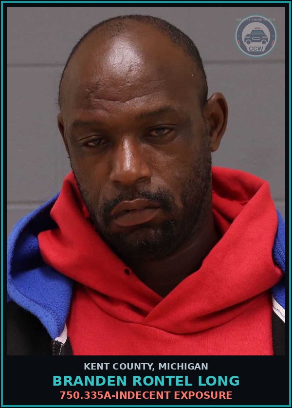 Booking mugshot of Branden Rontel Long in Kent County
