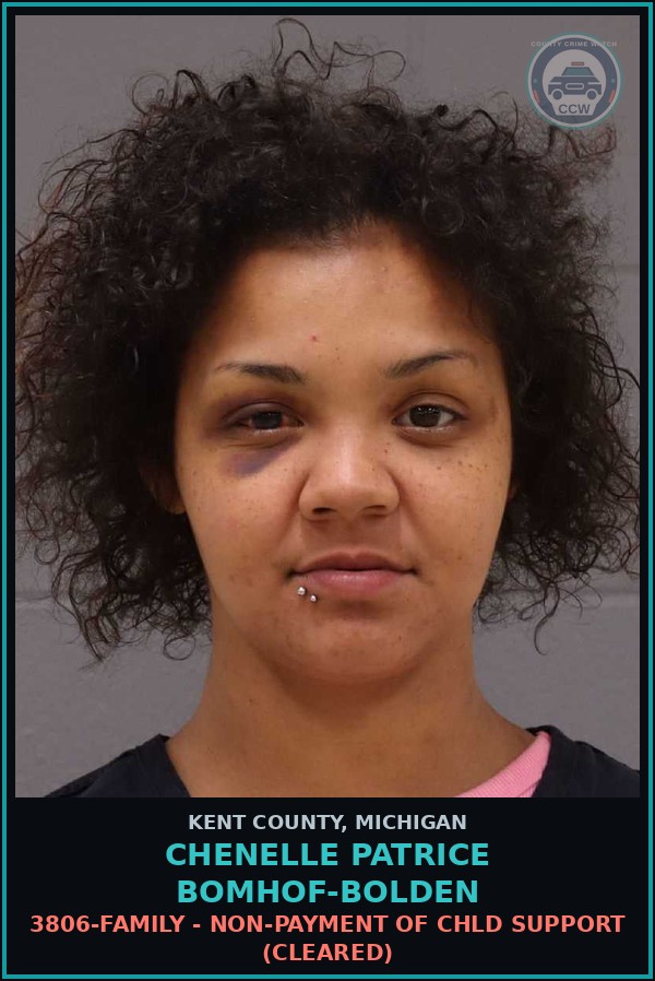 Booking mugshot of Chenelle Patrice Bomhof-Bolden in Kent County