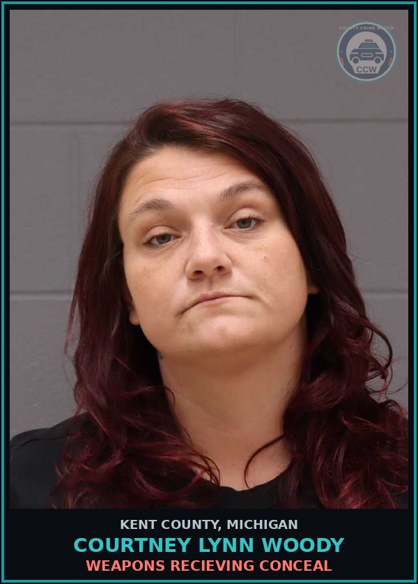 Booking mugshot of Courtney Lynn Woody in Kent County