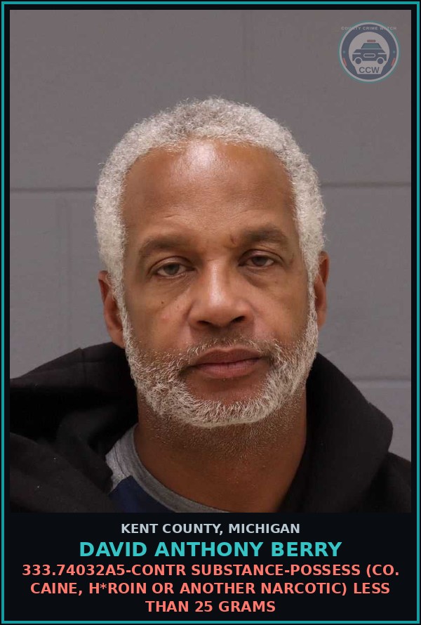 Booking mugshot of David Anthony Berry in Kent County