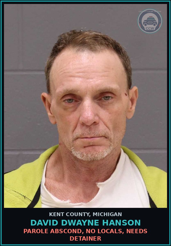 Booking mugshot of David Dwayne Hanson in Kent County