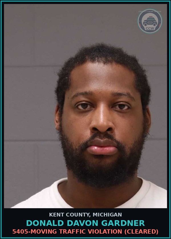 Booking mugshot of Donald Davon Gardner in Kent County