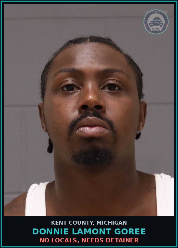 Booking mugshot of Donnie Lamont Goree in Kent County