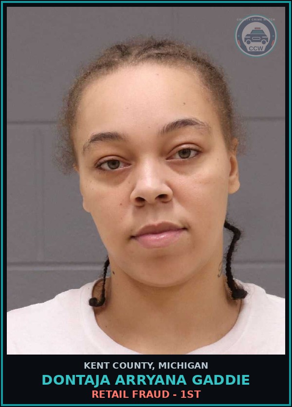 Booking mugshot of Dontaja Arryana Gaddie in Kent County