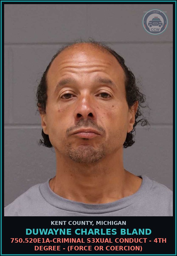 Booking mugshot of Duwayne Charles Bland in Kent County