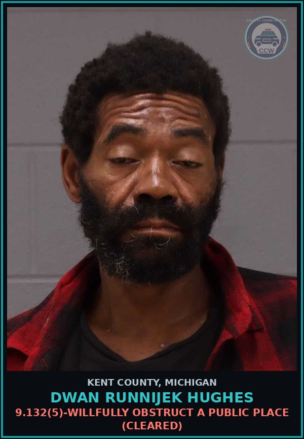 Booking mugshot of Dwan Runnijek Hughes in Kent County