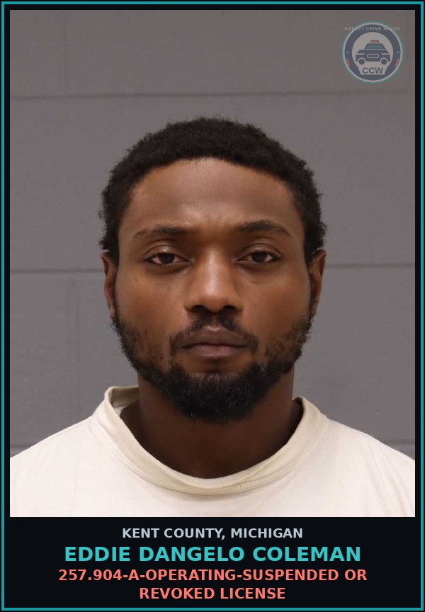 Booking mugshot of Eddie Dangelo Coleman in Kent County