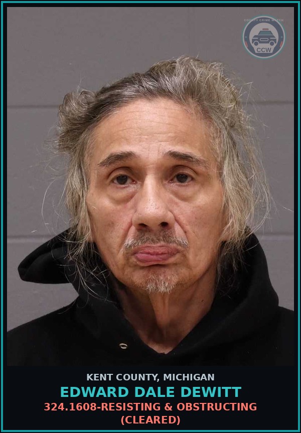 Booking mugshot of Edward Dale Dewitt in Kent County