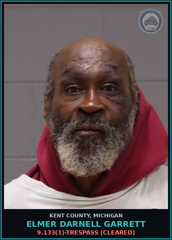 Booking mugshot of Elmer Darnell Garrett in Kent County