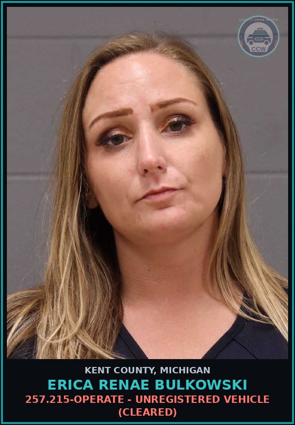 Booking mugshot of Erica Renae Bulkowski in Kent County