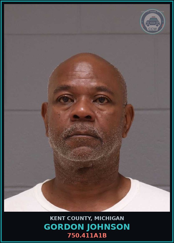 Booking mugshot of Gordon Johnson in Kent County